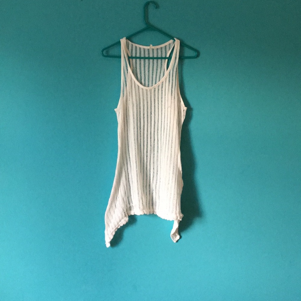 See through white bathing suit cover up